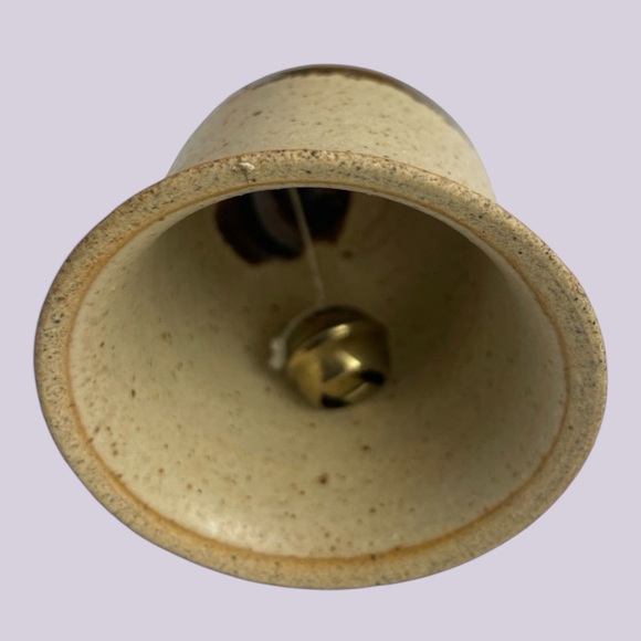 Handcrafted Ceramic Stoneware Bell Brown Cream Glazed Pottery Decor - Picture 3 of 8